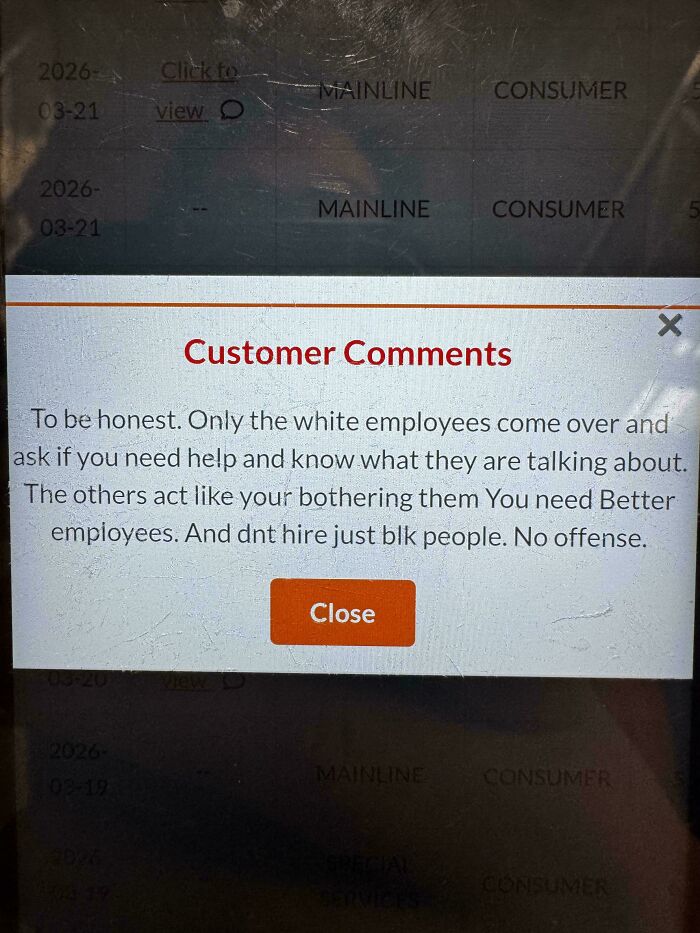 A customer comment screen on a device representing typical homedepot employees posts.