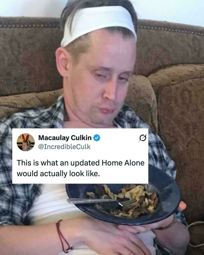 Nostalgic memes featuring Macaulay Culkin in an updated Home Alone, a '90s kid reference.