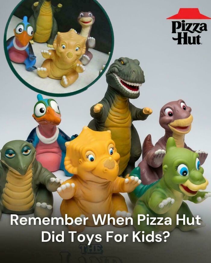 Nostalgic memes show Pizza Hut dinosaur toys, taking a '90s kid back to childhood memories.