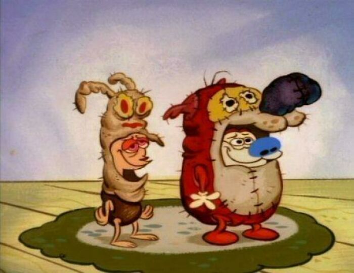 Ren and Stimpy, a classic cartoon nostalgic meme for every 90s kid, taking them back to childhood.