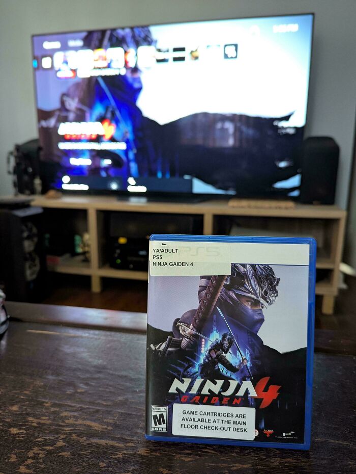 Ninja Gaiden 4 PS5 game case in foreground, TV with a game on screen in background. Unlocked a whole new world of gaming.