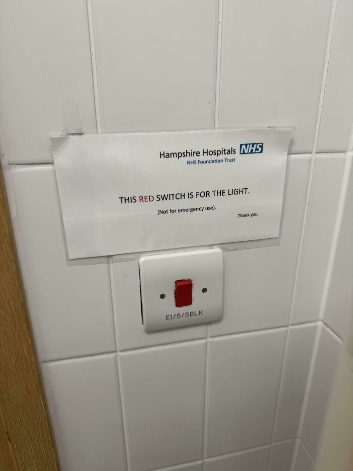 Hospital Bathroom Light Switch That Looks Just Like The Emergency Buzzer
