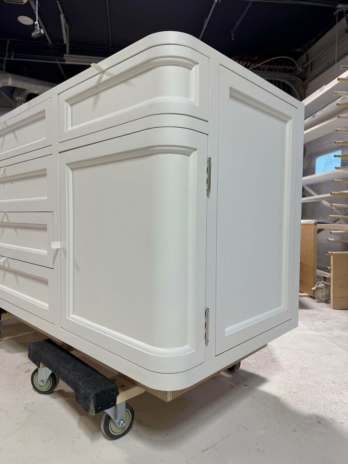 Radius Corner Laundry Room Base Cabinet For An Extremely Particular Architect In Greenwich, CT