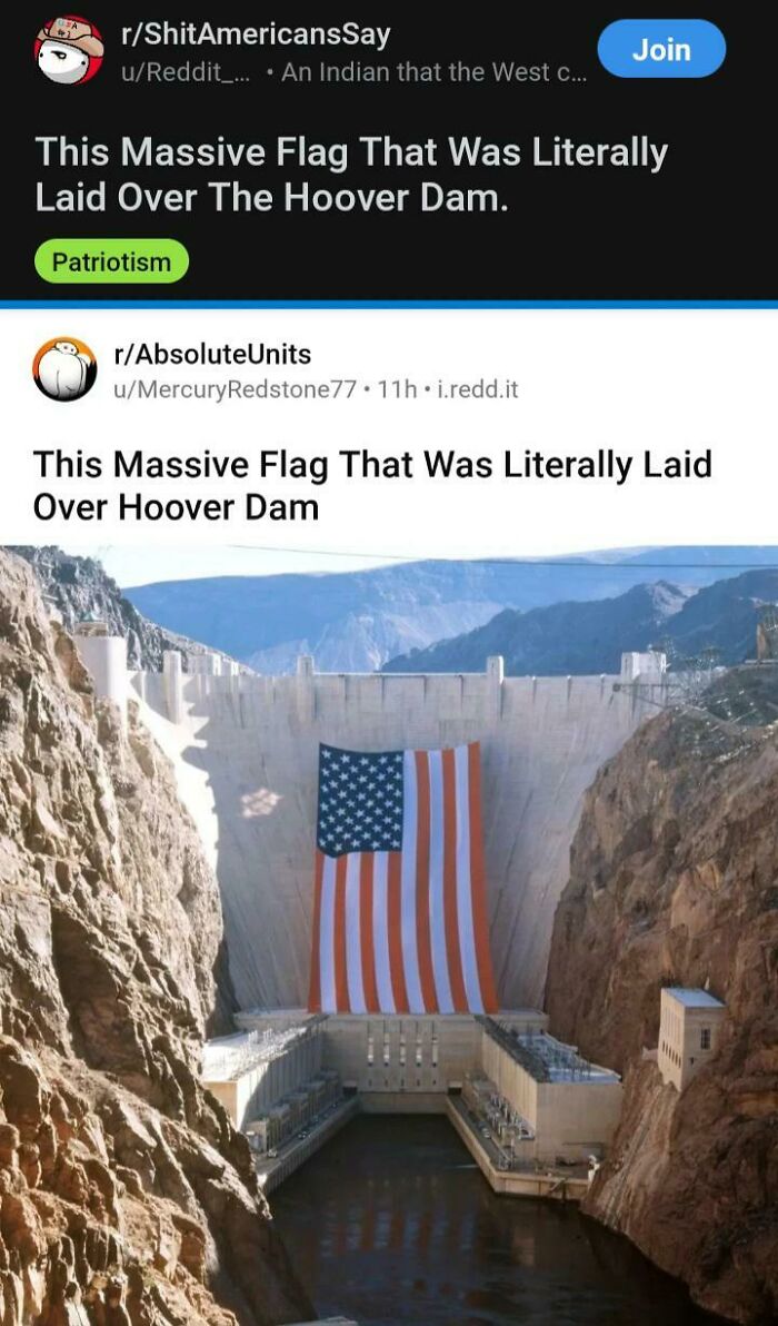 Massive American flag displayed over Hoover Dam symbolizing patriotism and life in America culture and history.
