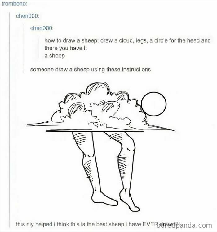 Sketch of a cloud with human legs and a circle, illustrating creative drawing from Tumblr artists that improved the internet.