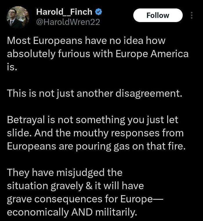 A post showing how Americans Confidently Posted about a perceived threat to Europe's economy and military.