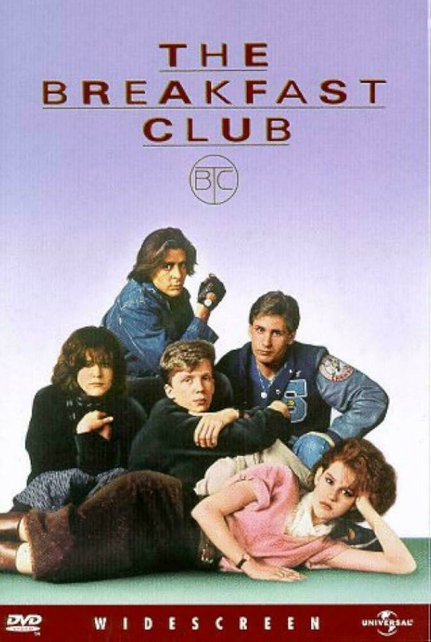 The Breakfast Club movie poster featuring five teenagers representing 80s culture and lifestyle.