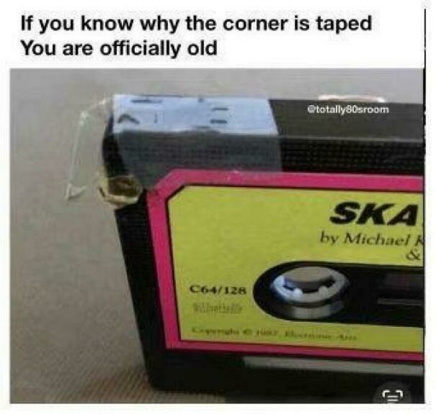 Close-up of an '80s cassette tape corner taped to prevent unraveling, showing parts of our lives that don’t exist anymore.