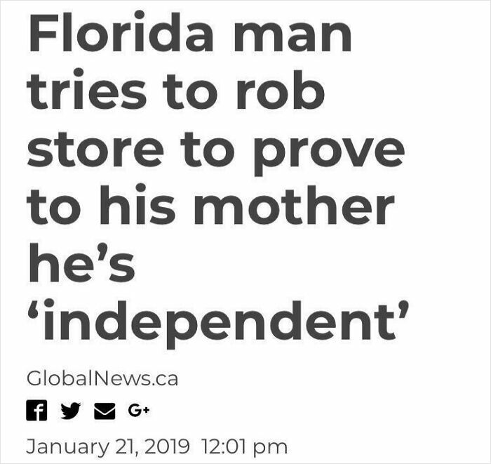 Headline about a Florida man trying to rob a store as a gut warning about something horrible.