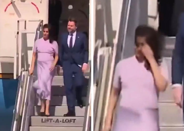Video Of JD Vance And His Wife Getting Off Plane Goes Viral After Viewers Spot Odd Details