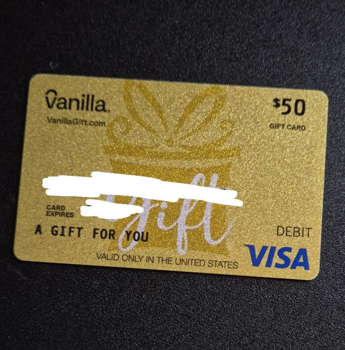 $50 Vanilla Visa gift card shown as a gift, highlighting moments people saw true colors of friends online.