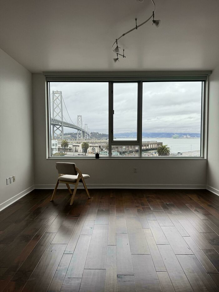 Moved Into My New Apartment 2 Weeks Ago. This Chair And An Air Mattress Is All I Have. Kind Of Peaceful, Might Keep It This Way