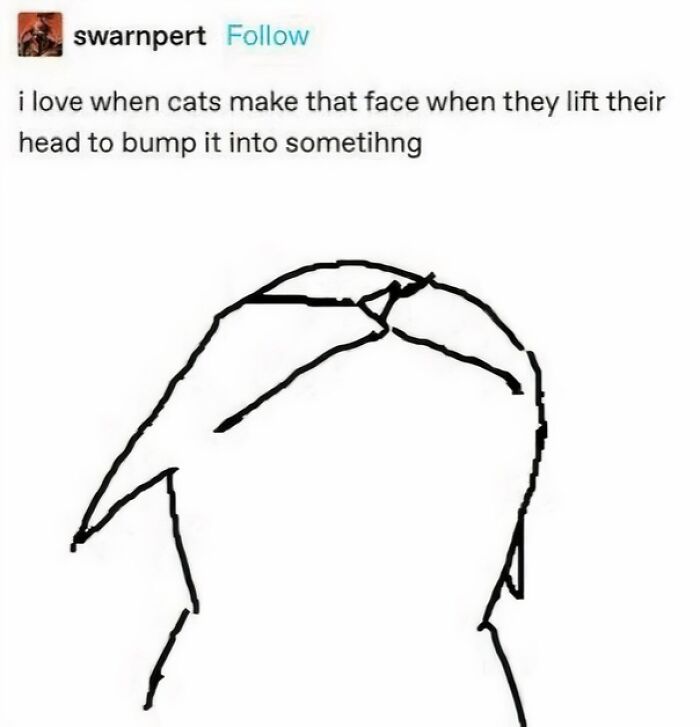 Minimalist black and white drawing of a cat lifting its head, featured by Tumblr artists known for making the internet better.
