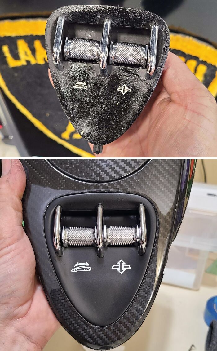 Before and after images of a car part showing repair work by car mechanics to prove the issue they were dealing with.