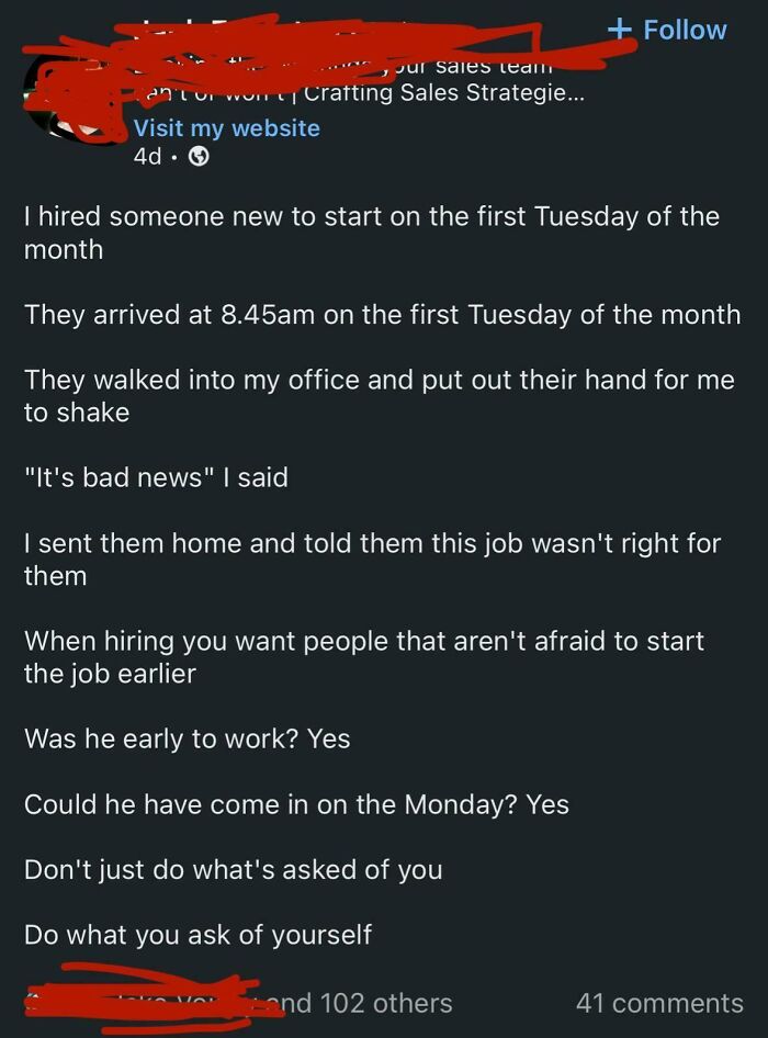 I Want You To Start Before You Are Even Hired, Or I’ll Fire You