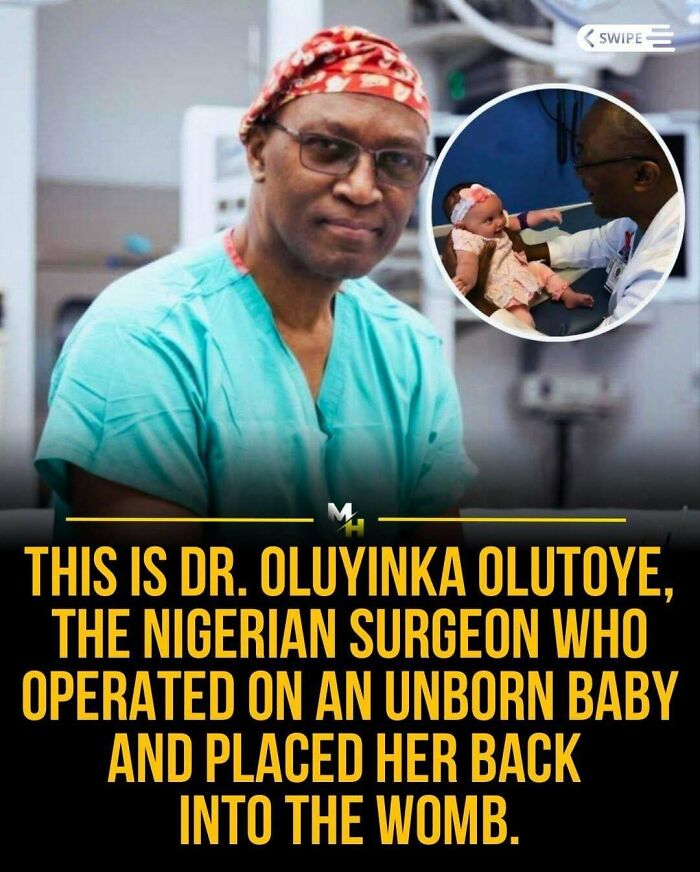 Dr. Oluyinka Olutoye in scrubs, a Nigerian surgeon known for a heartwarming medical procedure on an unborn baby.