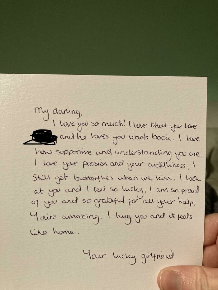 Handwritten love note expressing deep affection and support, featured in trashy wedding stories collection.