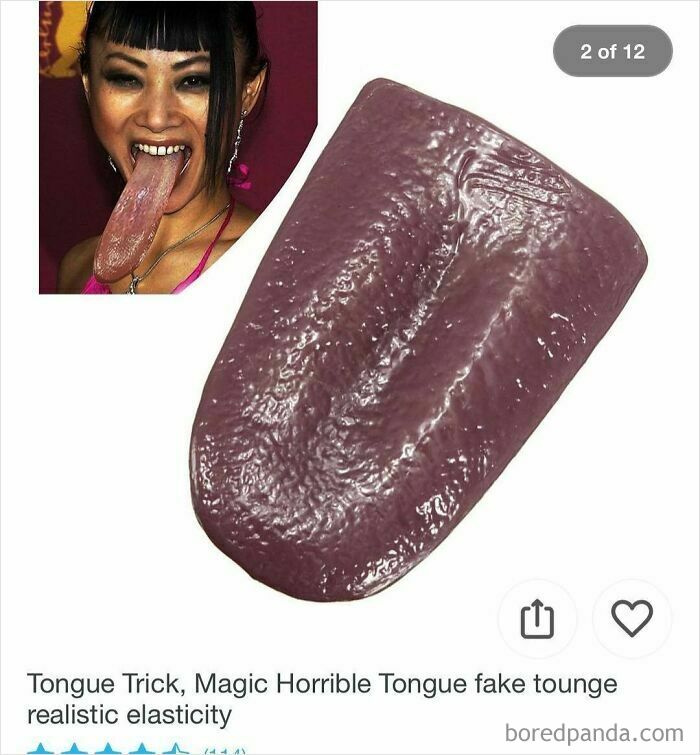Realistic fake tongue with magic elasticity, surprising shoppers on Wish with unexpected novelty and humor.