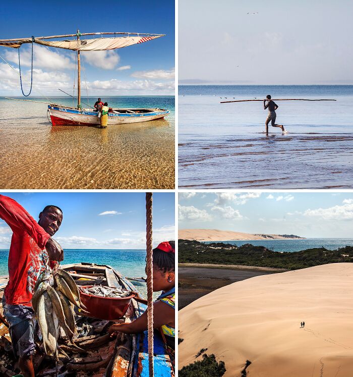 Breathtaking travel photos showcasing coastal life, fishing, and vast sand dunes, proving the world's beauty.
