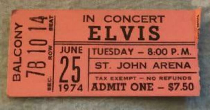 An Elvis concert ticket from 1974. A great example of the true value of unusual possessions from the internet.
