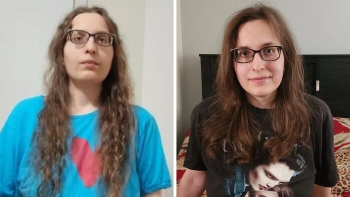 Before and after haircut transformation showing the powerful difference a haircut can make on long hair and appearance.