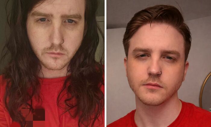 Before and after haircut transformation showing the powerful impact of a fresh, styled haircut on appearance.