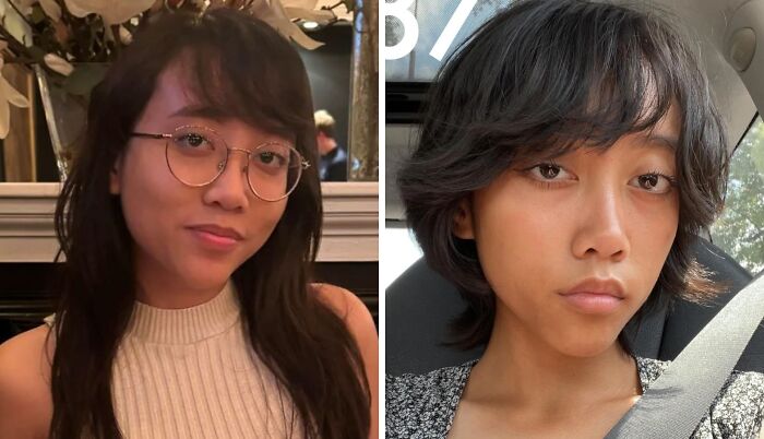 Before and after haircut transformation showing the powerful impact of a stylish new haircut on appearance.