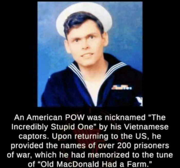 Interesting post of an American POW, a much-needed break from everything, who outsmarted captors memorizing names.