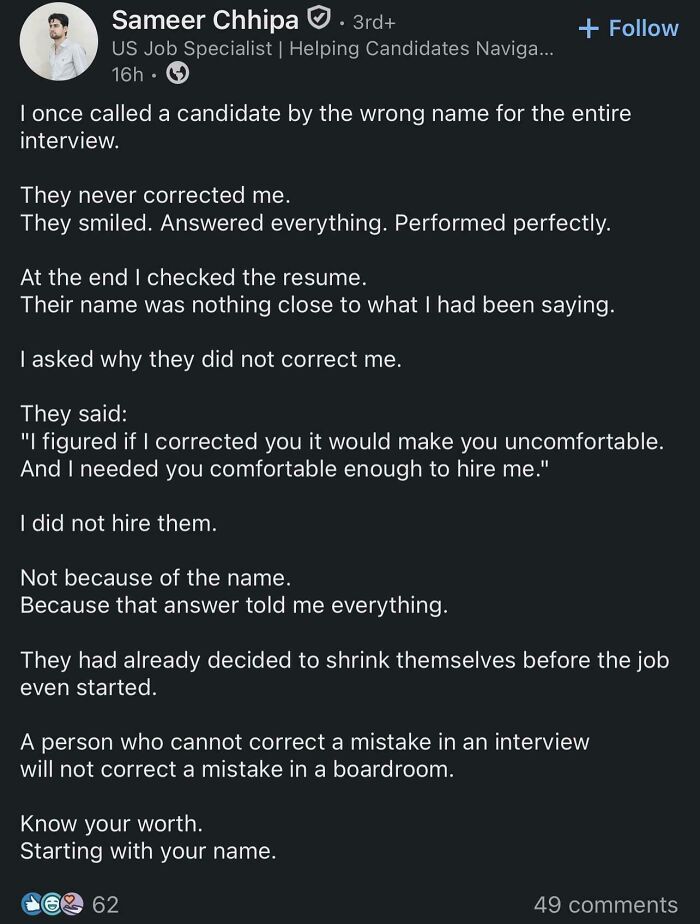 Made A Mistake And Blamed The Candidate