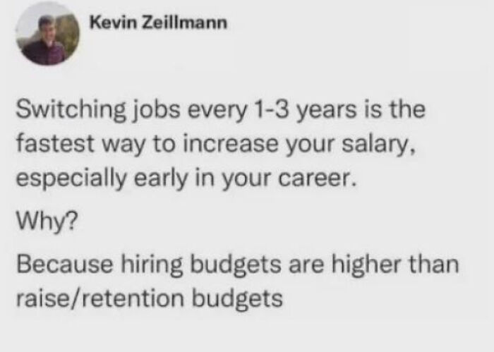 A social media post from Kevin Zeillmann about increasing salary by switching jobs, a topic relevant for those ready to retire.