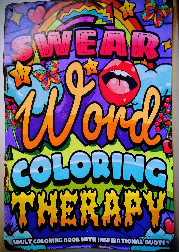 Vibrant Swear Word Coloring Therapy book cover, often a surprising Temu or AliExpress order.