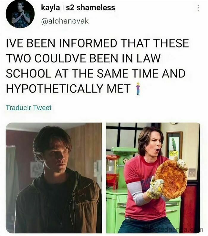 A pop-culture meme: Sam Winchester and Gibby from iCarly side by side with text suggesting they could have met.