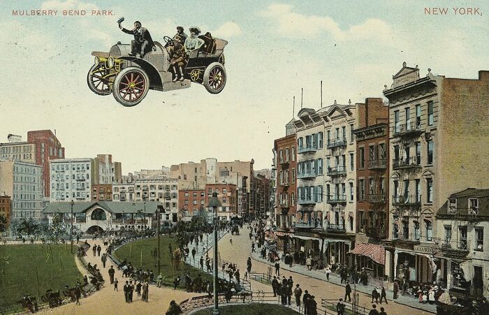 Car Floating Above Mulberry Bend Park, New York, Theodor Eismann, 1908