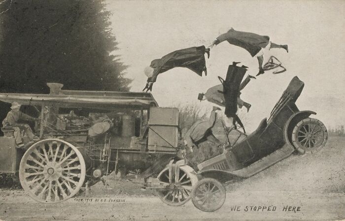 Collision Between A Car And A Steamroller, Alfred Stanley Johnson Jr, 1915