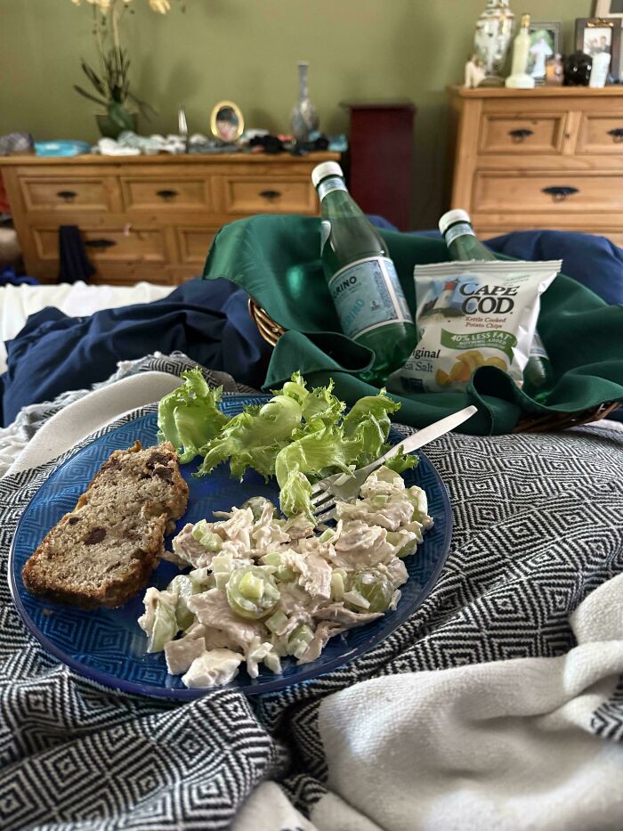 Girl Lunch Eaten In My Childhood Bedroom At Age 36, Due To The Big Sads. Delivered Upstairs Via Contactless Room Service/Mom