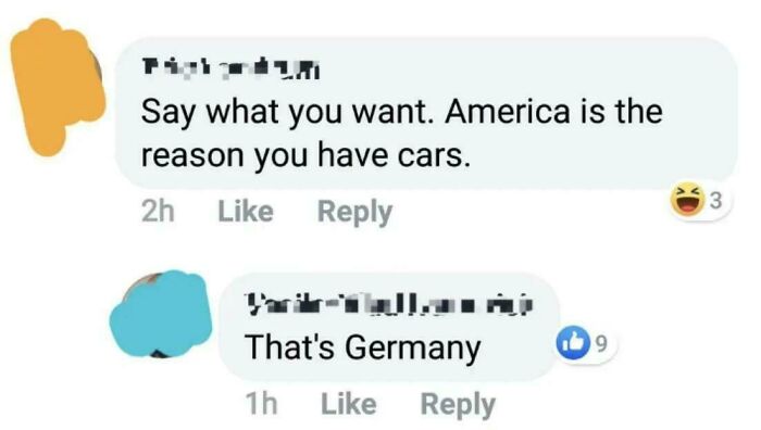 A comment section where Americans confidently posted the incorrect origin of cars and got corrected