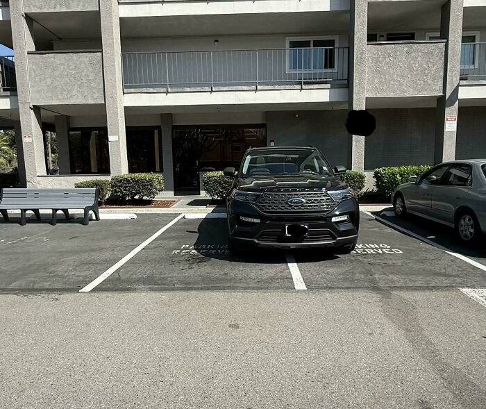 Coworker Got A New Car And Has Started Taking 2 Spots In Front Of The Entrance Every Day