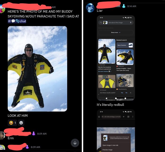 Bro Rly Tried To Fake Skydiving Without A Parachute By Using A Picture From Redbull
