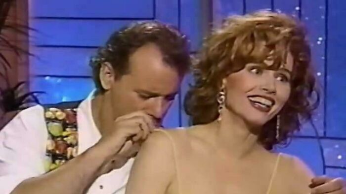 Billy Murray Harassing Geena Davis On Live TV