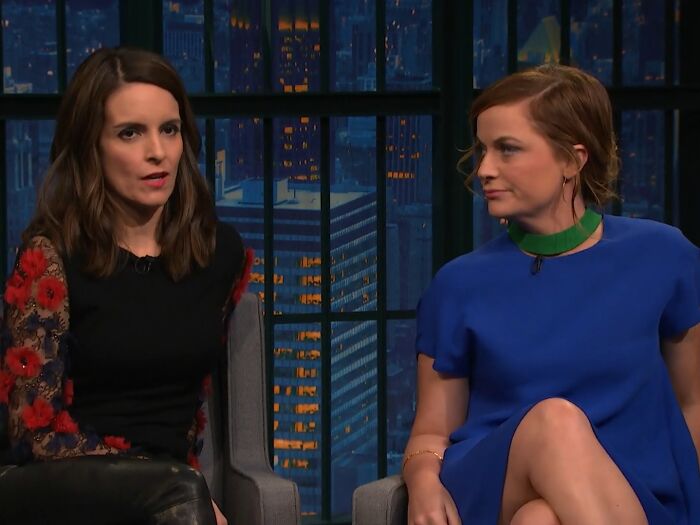 Two women in conversation on a talk show highlighting celebrity friendships formed before fame