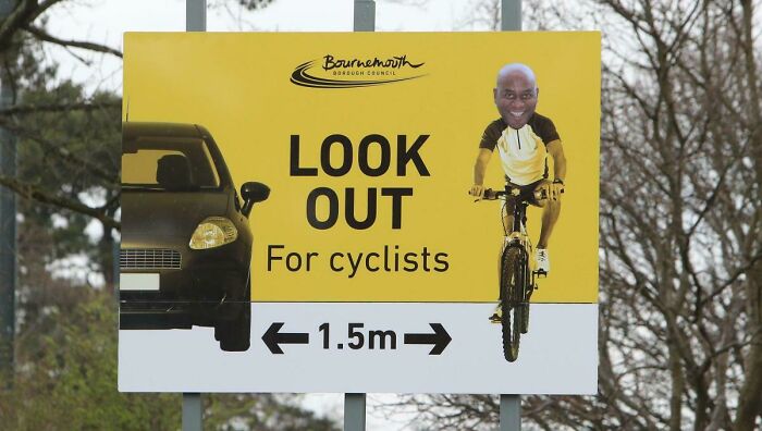 Funny Bournemouth council sign warning to look out for cyclists