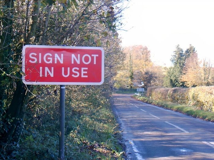 British roadside sign stating sign is not in use