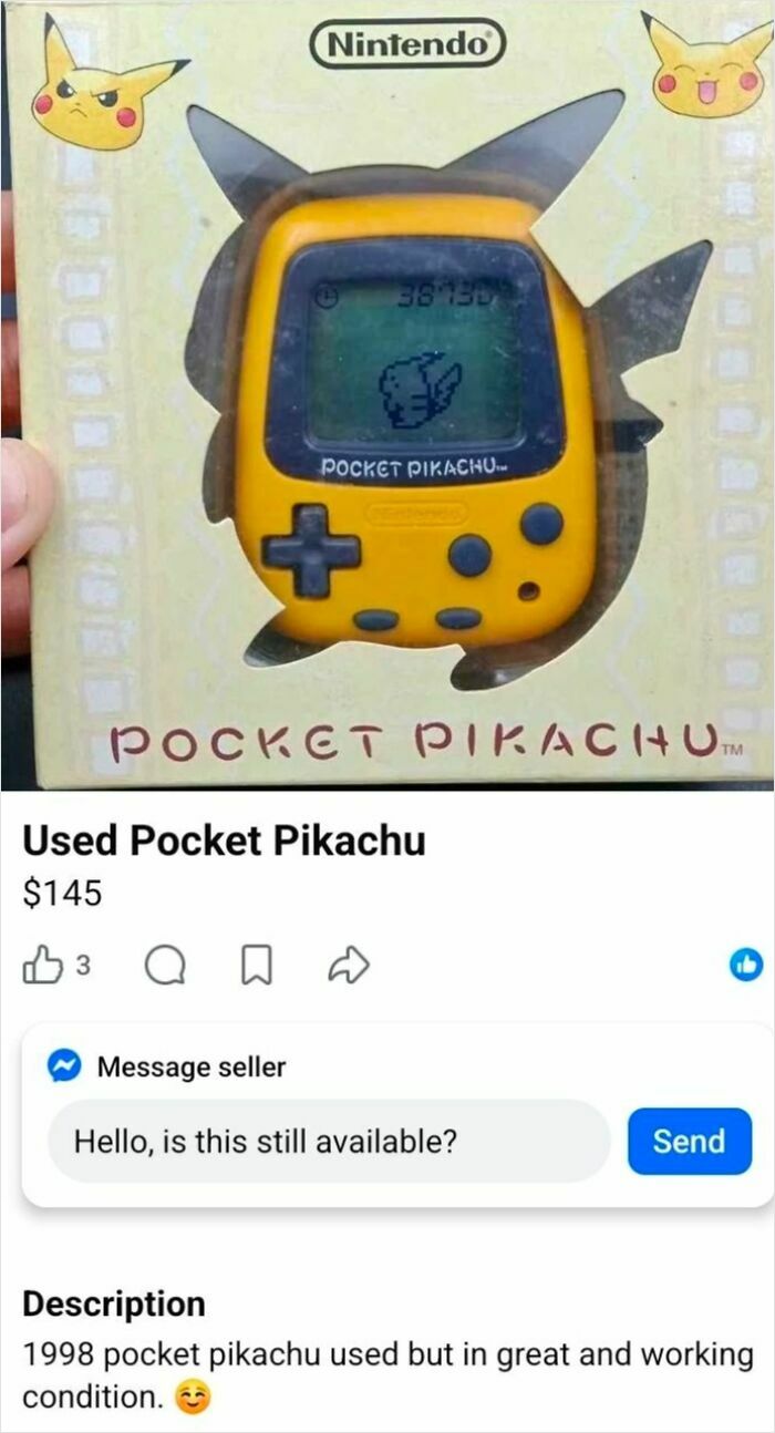 Used Pocket Pikachu for sale for $145. People thought they would earn quick money but ended up being shamed for selling trash.