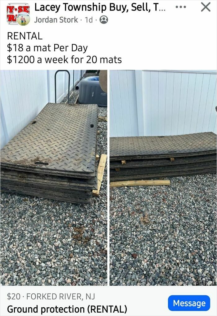 Two stacks of ground protection mats for rental, showing how people earn quick money with equipment.