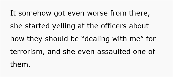 Text describes a MIL escalating her fight, yelling at police, and assaulting an officer after being escorted out.