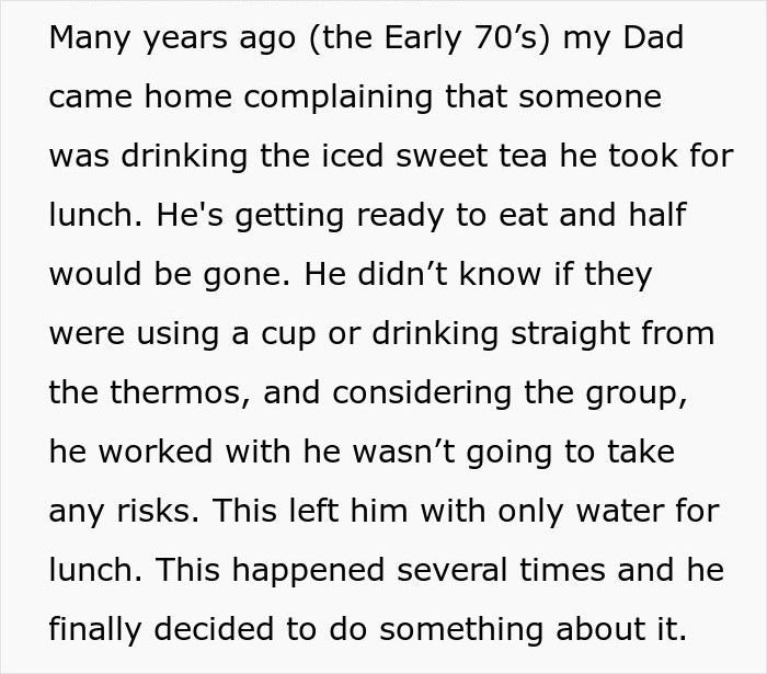 Ladrão de comida aprende uma lição quando colega de trabalho fica farto de ficar sem chá doce gelado