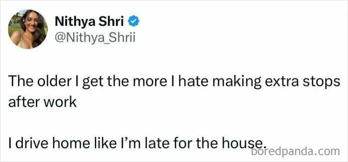 Tweet about hating extra stops after work, relatable meme from people who gave up on life but not on humor.