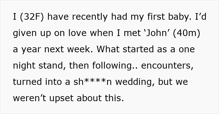 A personal narrative text about meeting a partner and having a baby, leading to a discussion about a baby name fight.