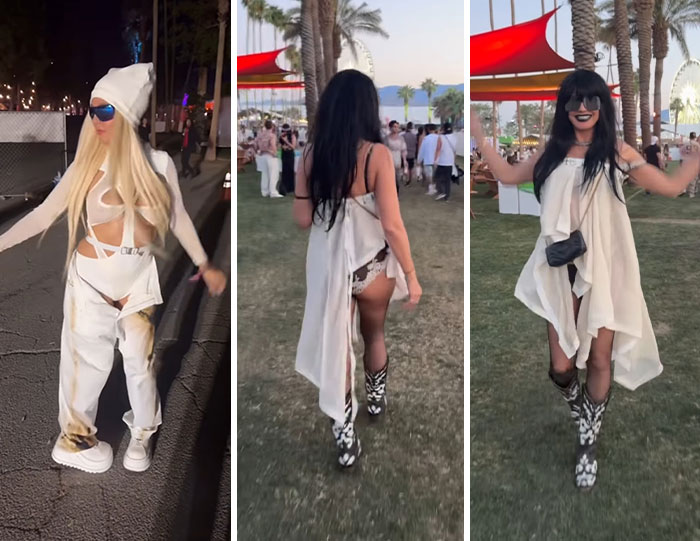 Festival-goers dressed in unique Coachella 2026 outfits, captured during moments that made fans laugh, cringe, and roll their eyes.