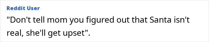 Reddit user sharing a secret dads and their kids are keeping from moms about Santa not being real.